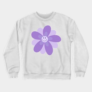 Bright and Cheerful Flower Smiley Face - digital lavender Crewneck Sweatshirt